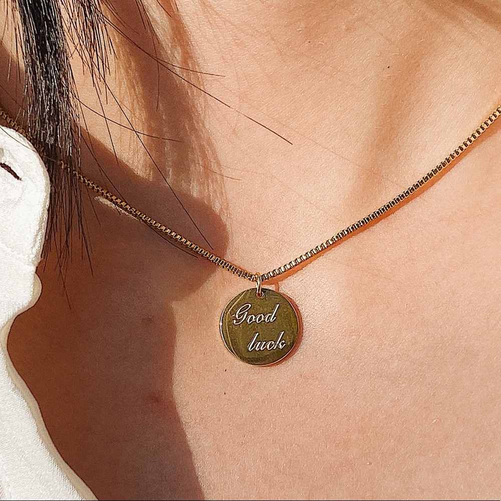 Good Luck Gold Disc Chock Necklace